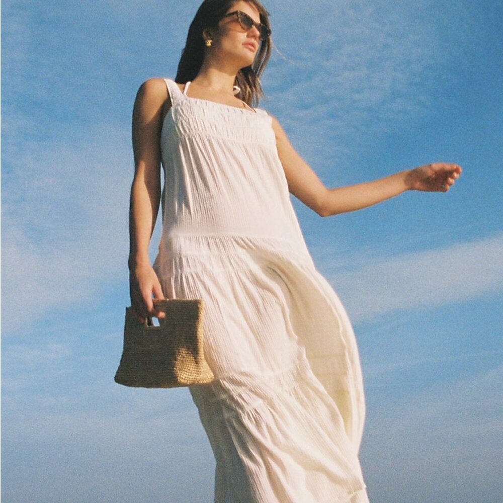 J.Crew Ivory Airy Gauze Tiered Maxi Dress Women Size XLarge Extra Large NWT